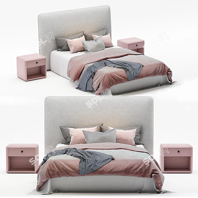 Sleek Modern Bed with Contemporary Design 3D model image 1