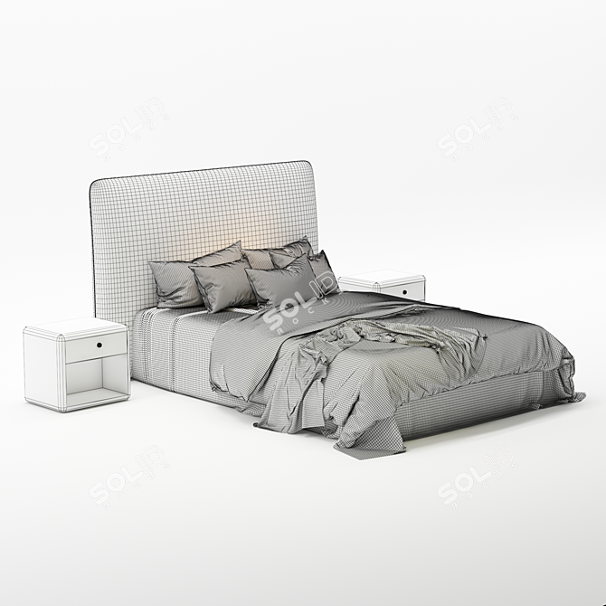 Sleek Modern Bed with Contemporary Design 3D model image 4