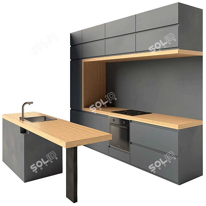 Modern Kitchen Design - 2016 3D model image 2