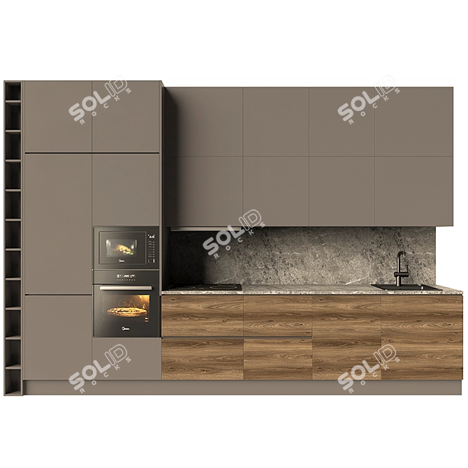 Modern and Spacious Kitchen Design 3D model image 1