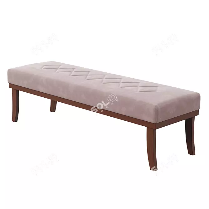 Elegant Beige and Imbuia Wood Bench 3D model image 1