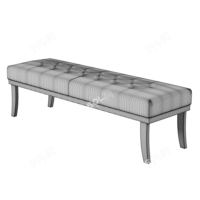 Elegant Beige and Imbuia Wood Bench 3D model image 2