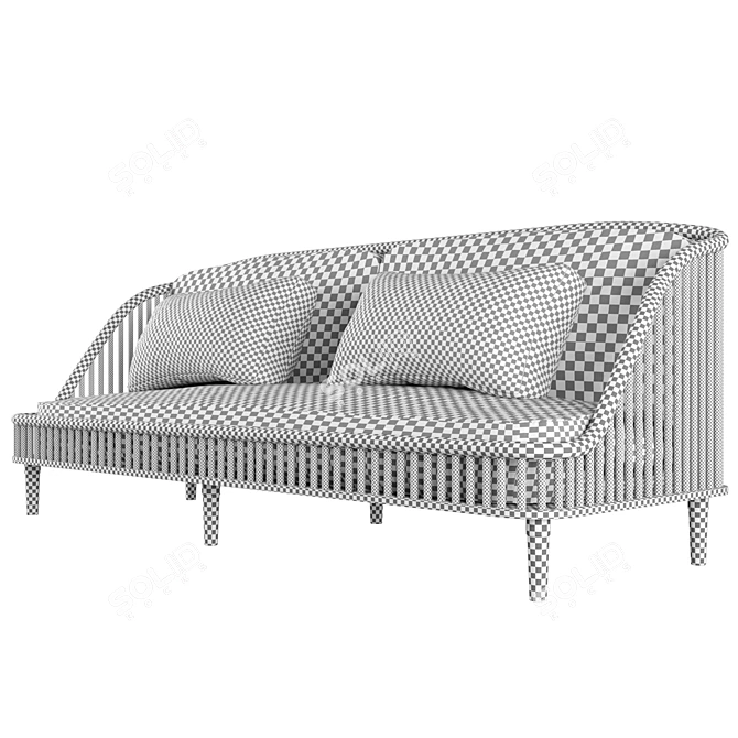 Sleek Wood and Fabric Sofa 3D model image 4