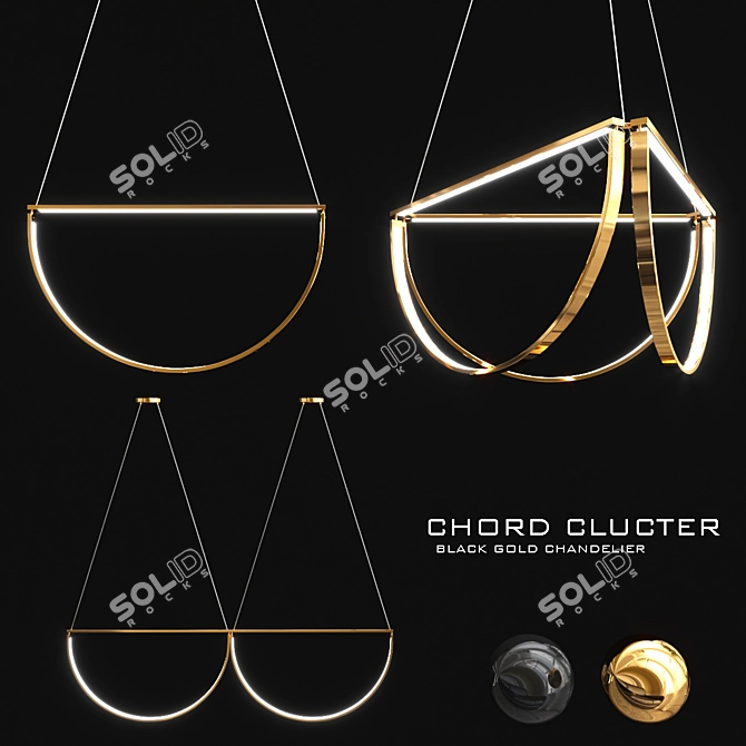 Elegant Cluster Chord Chandeliers 3D model image 1