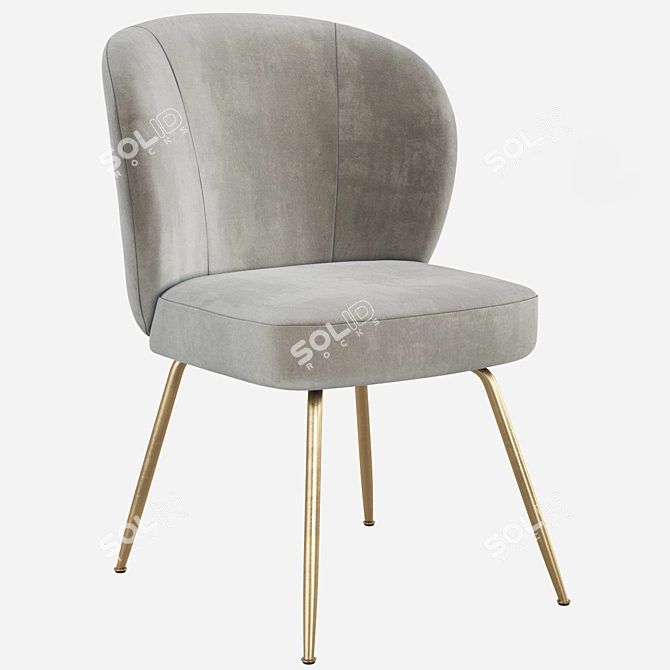 West Elm Greer Upholstered Chair: Chic Comfort for Your Dining Space 3D model image 6