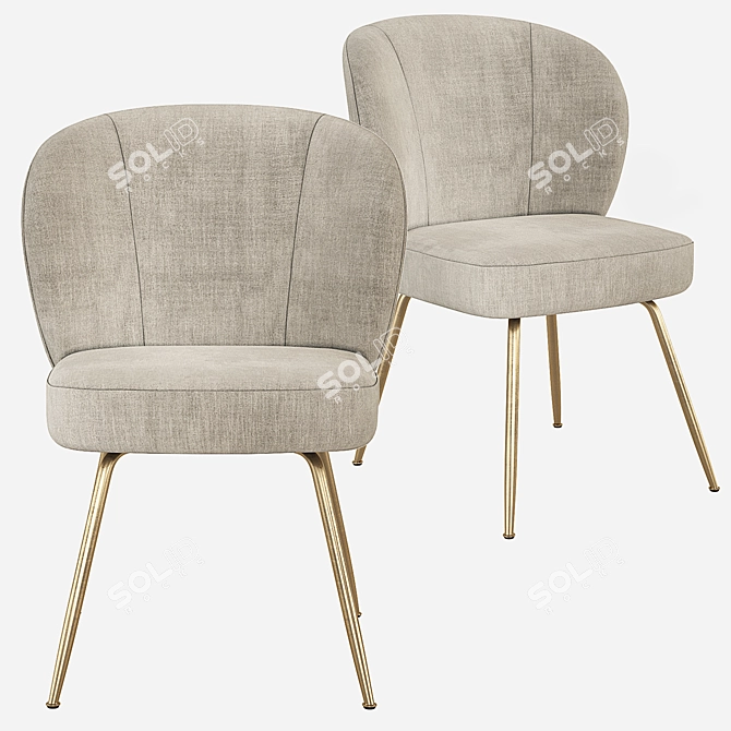 West Elm Greer Upholstered Chair: Chic Comfort for Your Dining Space 3D model image 7