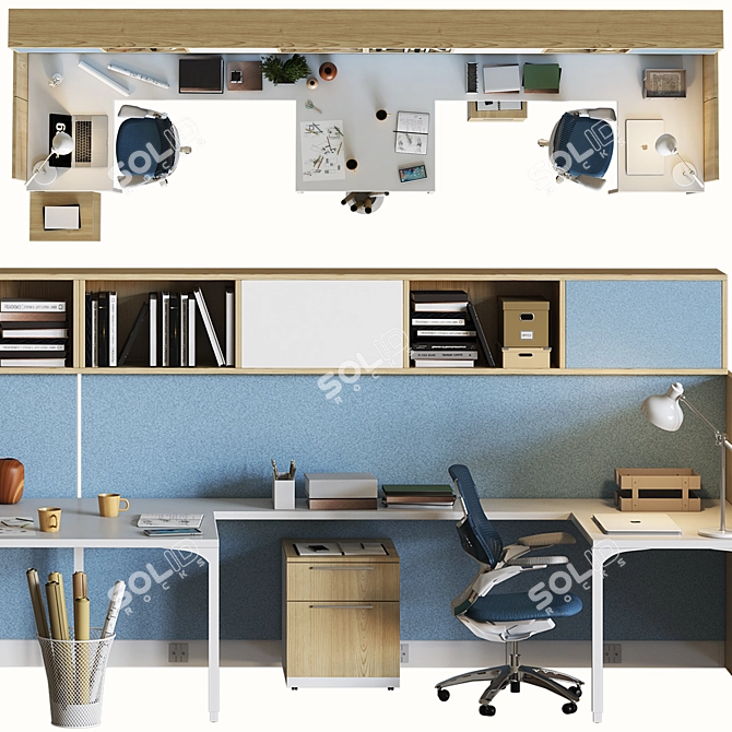 Optimized Office Workplace 3D model image 4