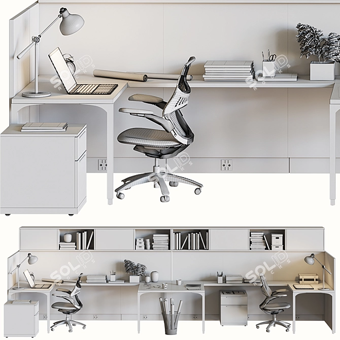 Optimized Office Workplace 3D model image 5