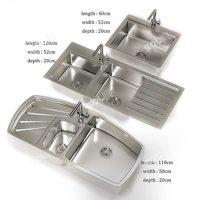 Elegant Orchid Steel Sink 3D model image 1