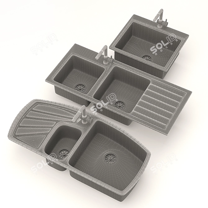 Elegant Orchid Steel Sink 3D model image 2