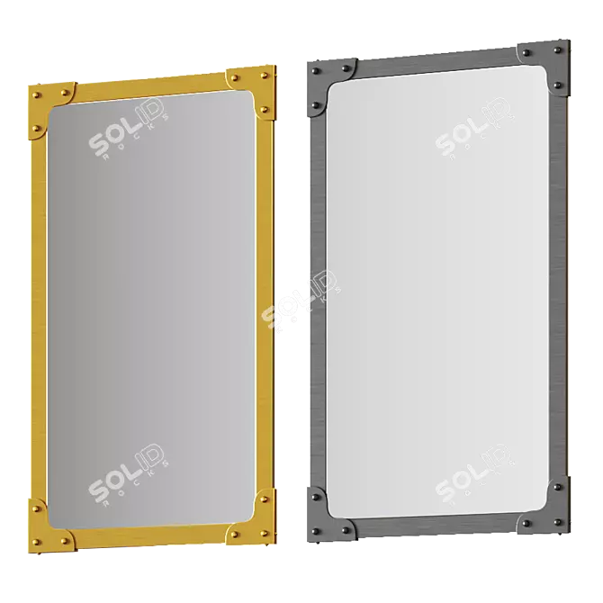 Industrial Chic Nickel Mirror 3D model image 2