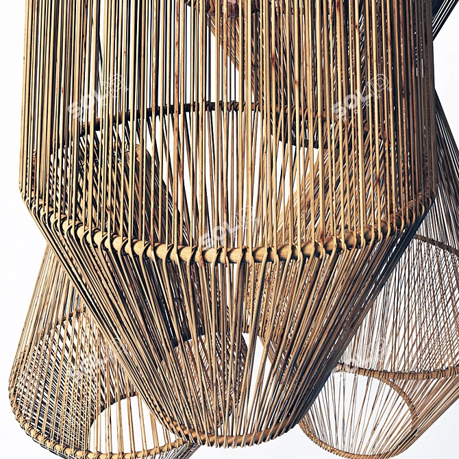 Rattan Wicker Cone Lamp - No. 2 3D model image 3