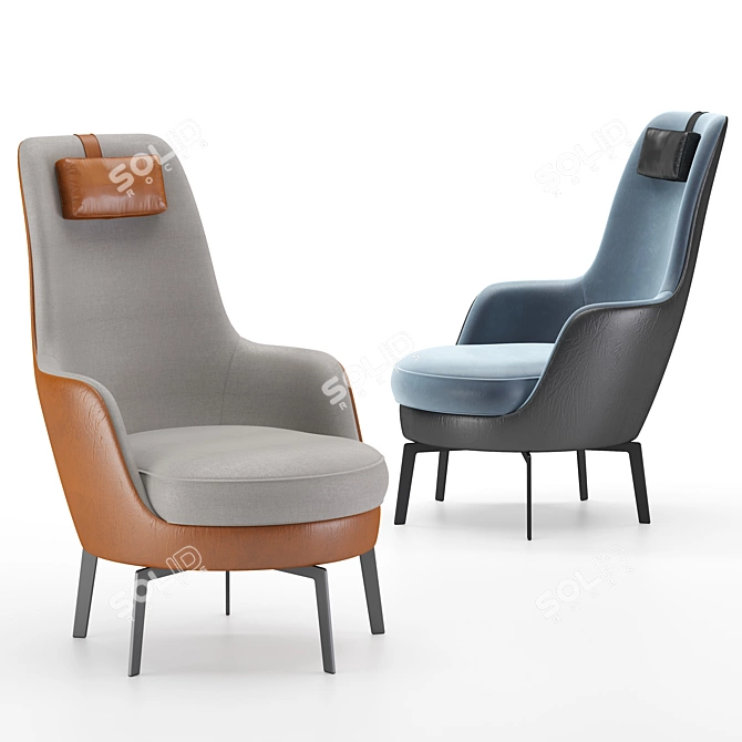 Elevated Comfort: Flexform Guscioalto Lounge Chairs 3D model image 1