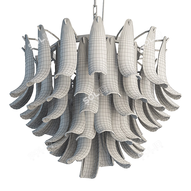 Mazzega Murano Pink Lattimo Chandelier 3D model image 2
