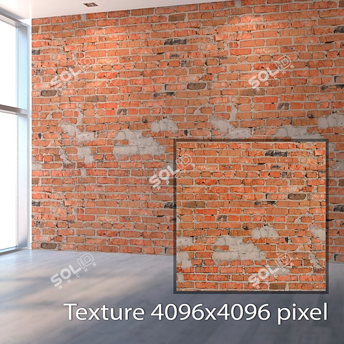 Title: Antique Brick Wall Texture 3D model image 2