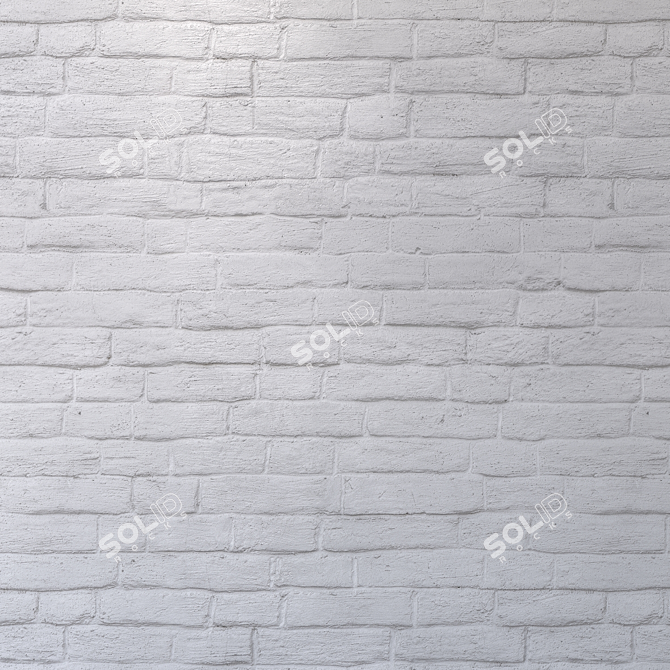 High-Res Seamless White Brick Wall 3D model image 4