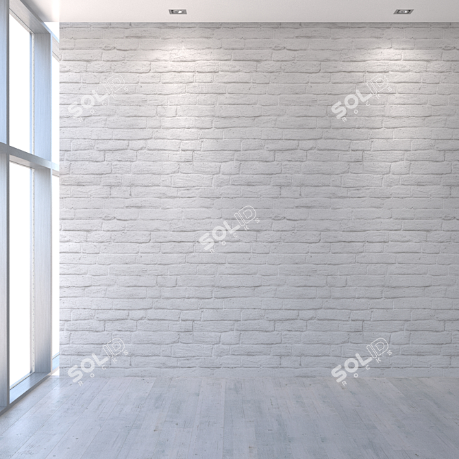 High-Res Seamless White Brick Wall 3D model image 5