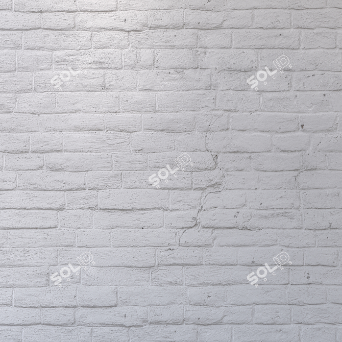 Seamless White Brick Wall Texture 3D model image 4