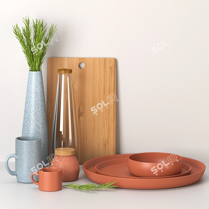 Nordic Style Dishware Set 3D model image 1