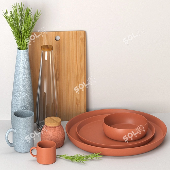 Nordic Style Dishware Set 3D model image 3