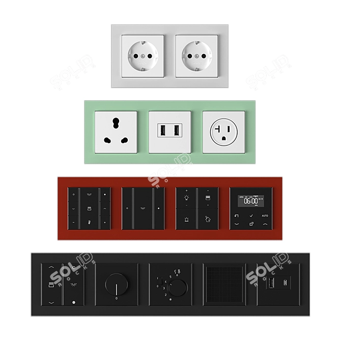 Jung A Creation Glass Set: Elegant Switches & Sockets 3D model image 5