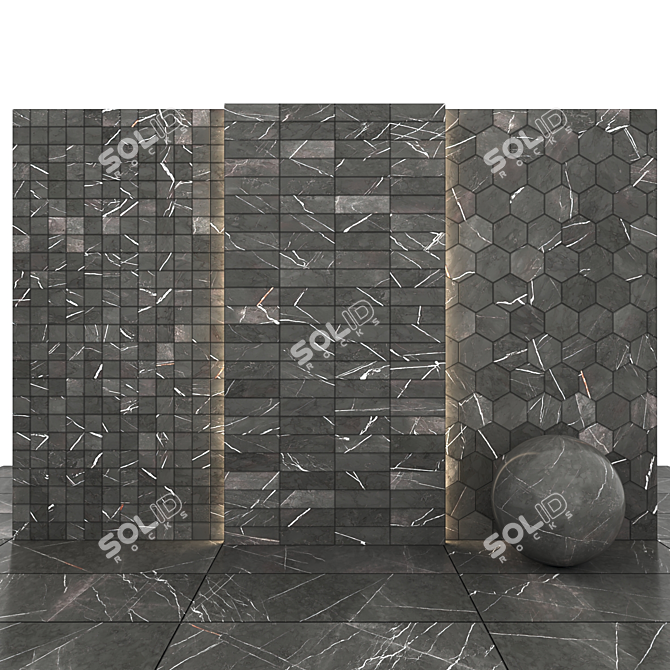 Gray Marble Tile Collection 3D model image 3