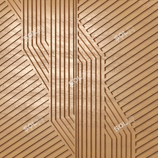 Elegant Wood Wall Decor 3D model image 3