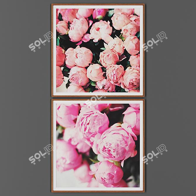 Wooden Frame Picture Set 3D model image 1