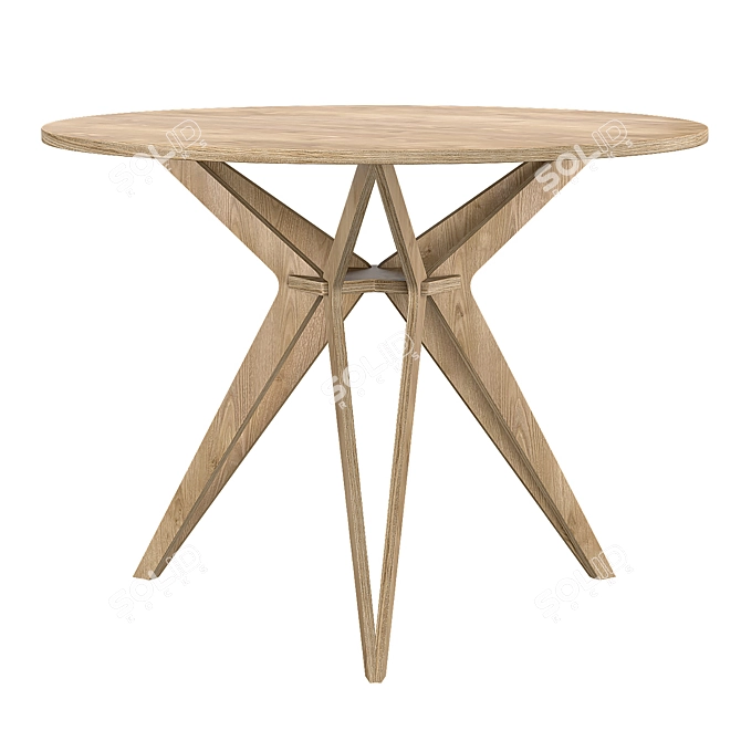 Modern Round Wooden Table 3D model image 2