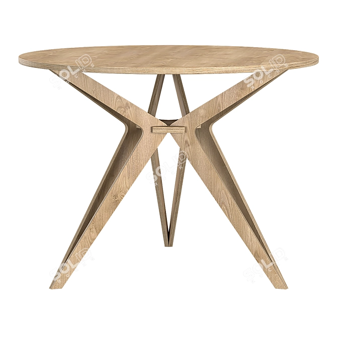 Modern Round Wooden Table 3D model image 4