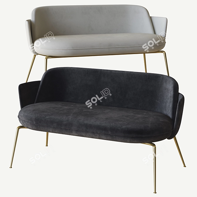 Elegant Merwyn Lounge Sofa 3D model image 2