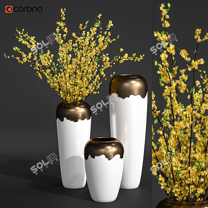 Elegant Flower Pot Bouquet 3D model image 1