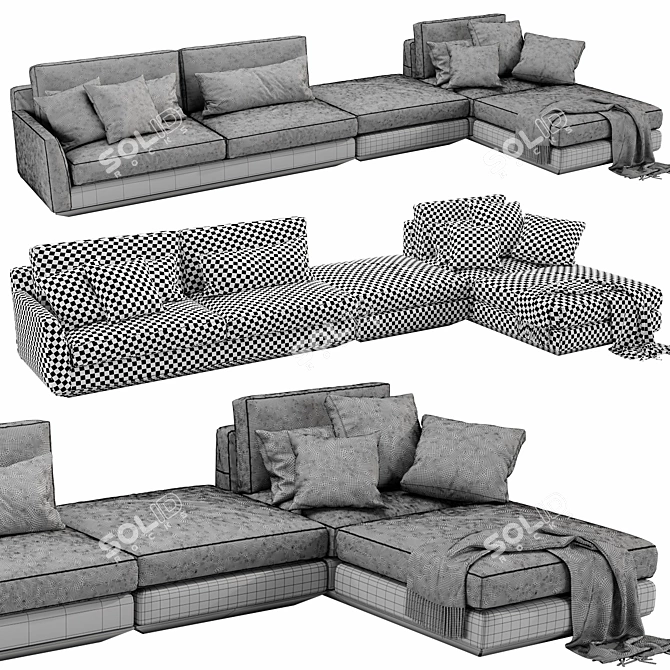 Horn Ellington Modern Sectional Sofa 3D model image 4