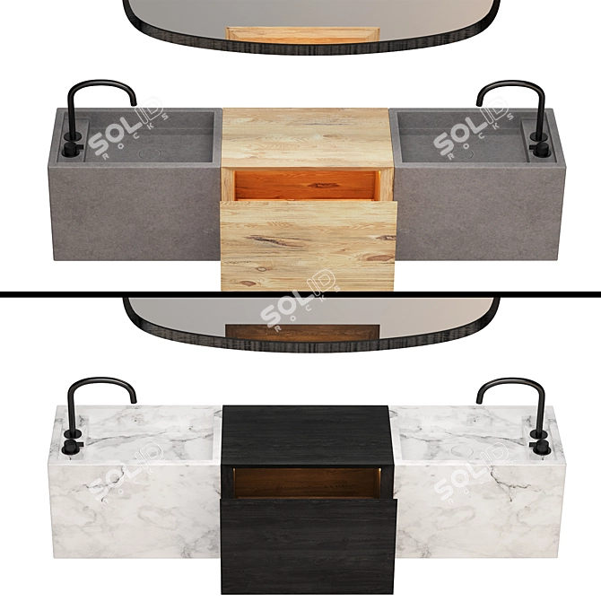 COCOON Bathroom Furniture 60: Elegant, Functional, & Versatile 3D model image 3