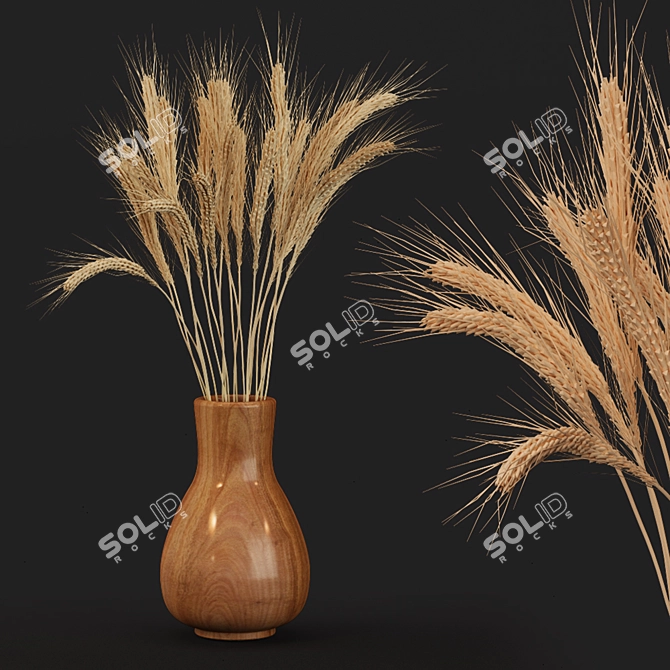 Elegant Wheat Bouquet 3D model image 1