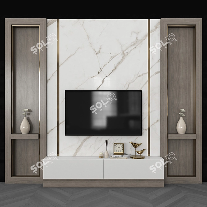 Modern TV Wall Set with 55" TV 3D model image 1