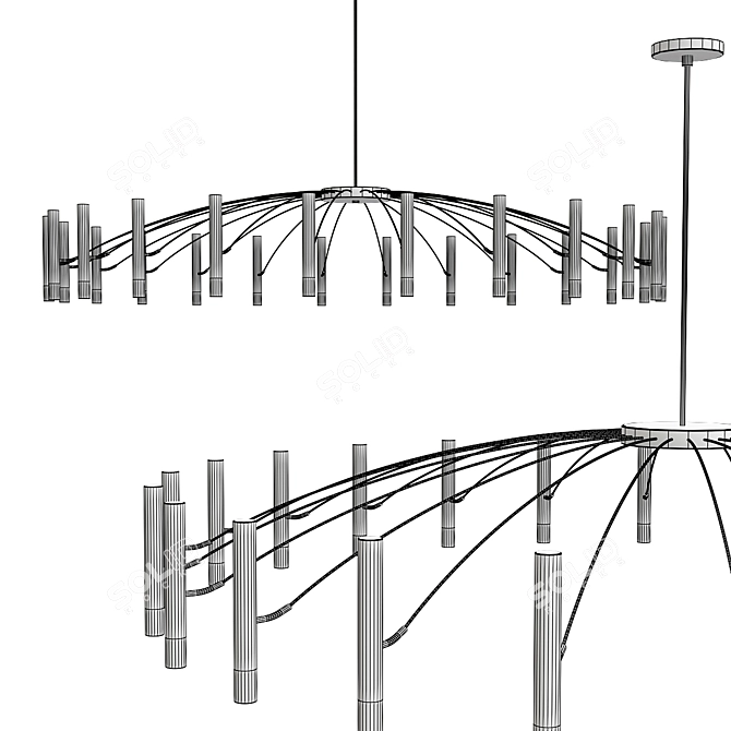 Sleek Black Metal Chandelier 3D model image 2