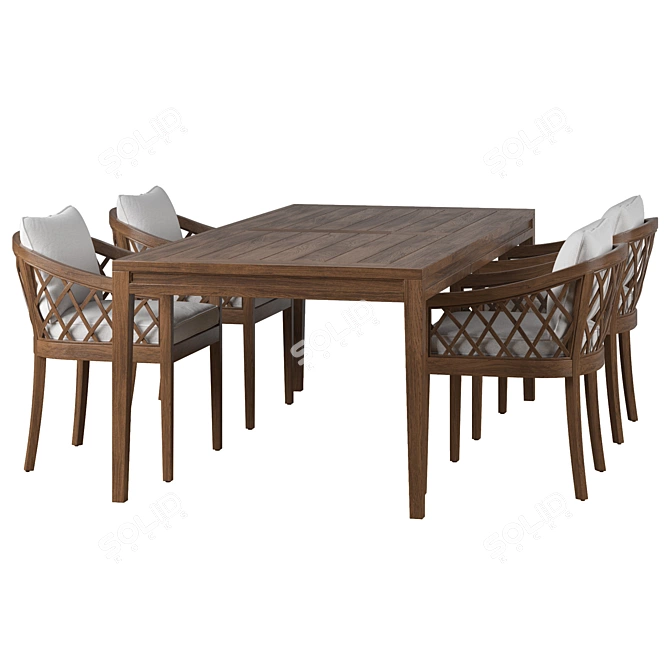 Elegant RH Greystone Dining Set 3D model image 2