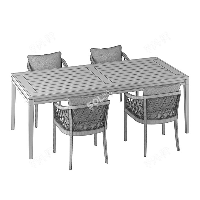 Elegant RH Greystone Dining Set 3D model image 5
