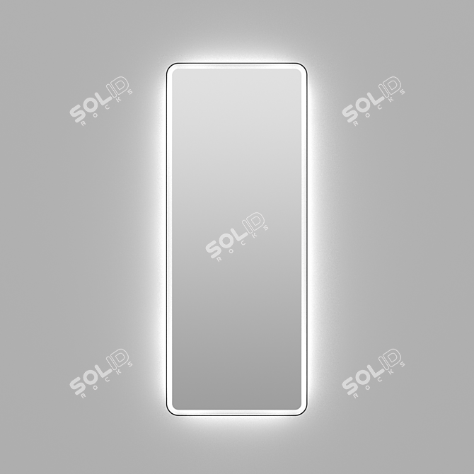 Modern Rectangular Mirror with Bright Iron Illumination 3D model image 1