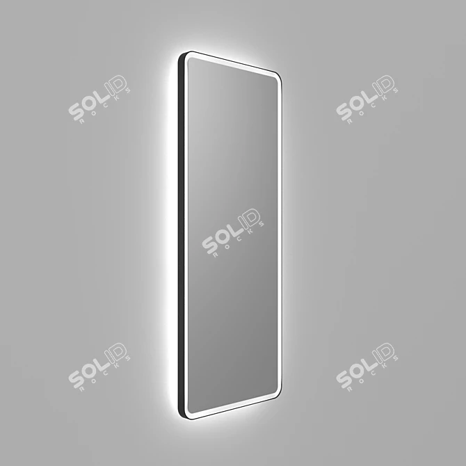 Modern Rectangular Mirror with Bright Iron Illumination 3D model image 2