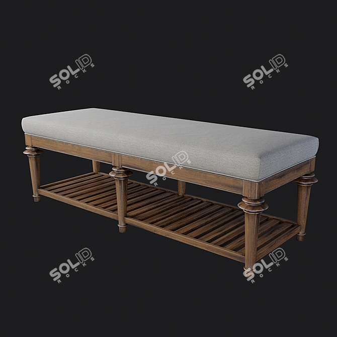 Cozy Gray Cushioned Bed Bench 3D model image 1