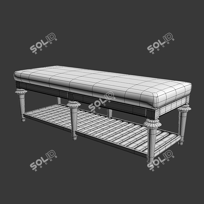 Cozy Gray Cushioned Bed Bench 3D model image 2