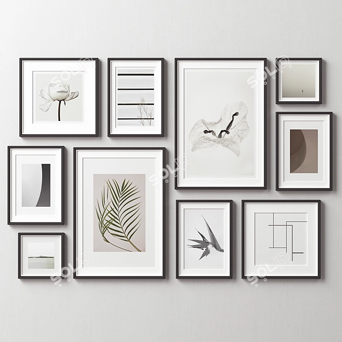 Versatile 10-Piece Picture Frame Set 3D model image 3