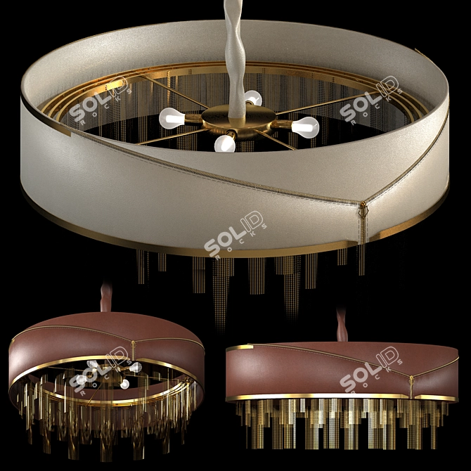 Elegant Leather Gold Chandelier 3D model image 2