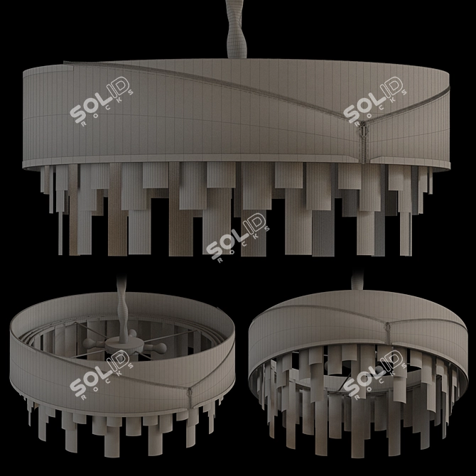 Elegant Leather Gold Chandelier 3D model image 3