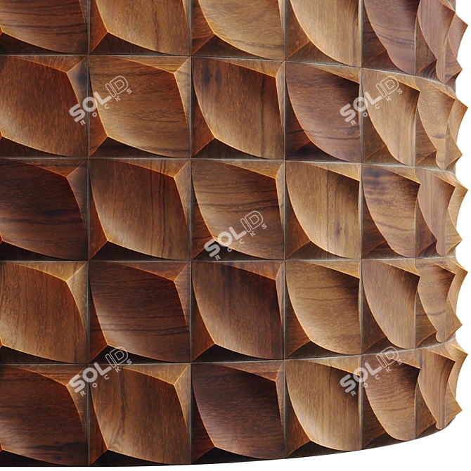 Wooden 3D Panel 01 S | PBR | 4K 3D model image 2