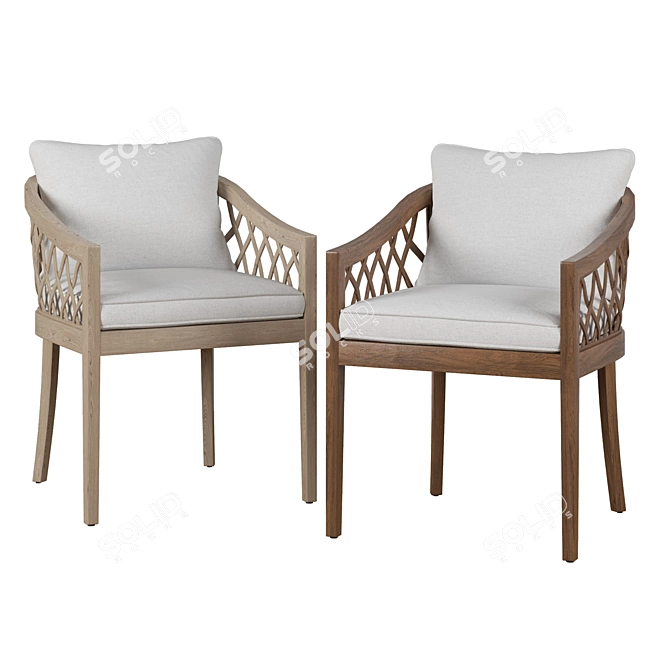 Elegant RH Greystone Dining Armchair 3D model image 1