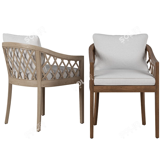 Elegant RH Greystone Dining Armchair 3D model image 3