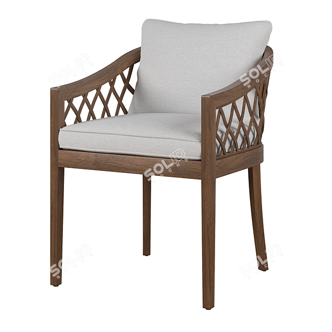 Elegant RH Greystone Dining Armchair 3D model image 6